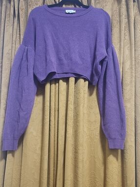 XS Maeve Violet Cropped Balloon-Sleeve Sweater NA-KD